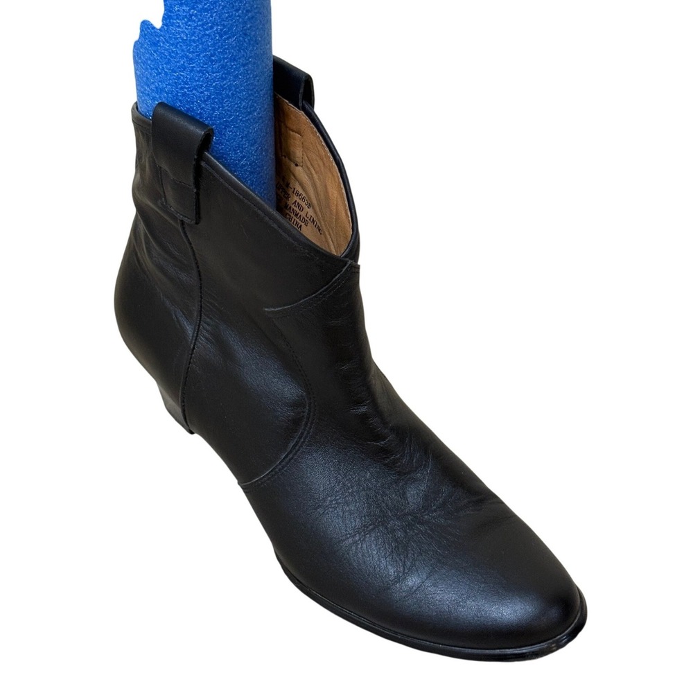 Array Women Ankle Boots 10.5 Black Leather Western V-Cut Cone Heel Minimalist‎